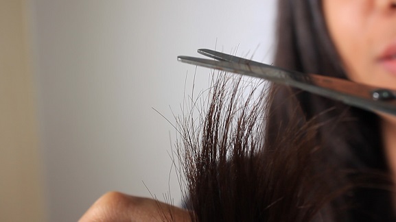 cutting the split end of hair
